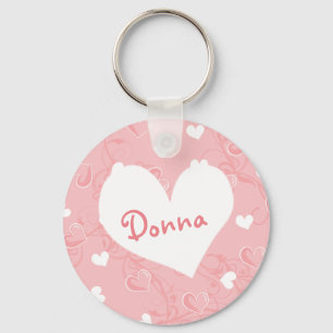 Gepersonaliseerde Valentijnsdag roze harten Sleute Sleutelhanger