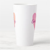 Gepersonaliseerde Valentijnsdag roze hartslag Latte Mok (Voorkant)