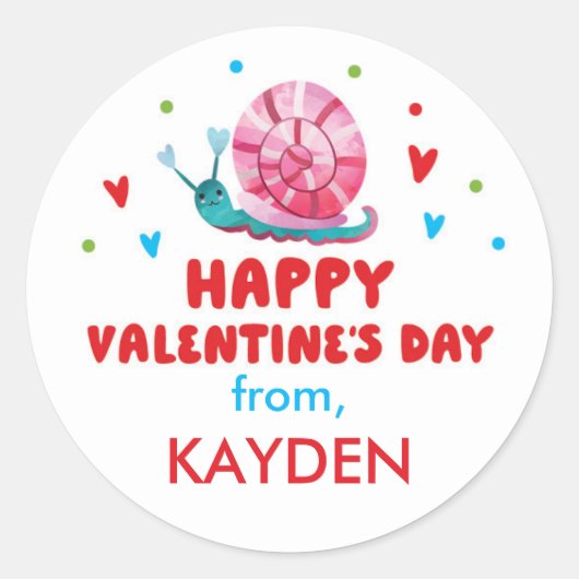 Gepersonaliseerde Valentijnsdag schooltraktatie Ronde Sticker (Voorkant)