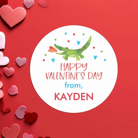 Gepersonaliseerde Valentijnsdag schooltraktatie Ronde Sticker