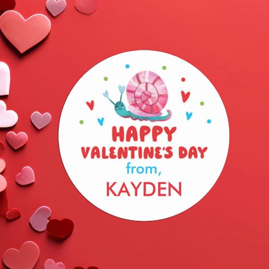 Gepersonaliseerde Valentijnsdag schooltraktatie Ronde Sticker