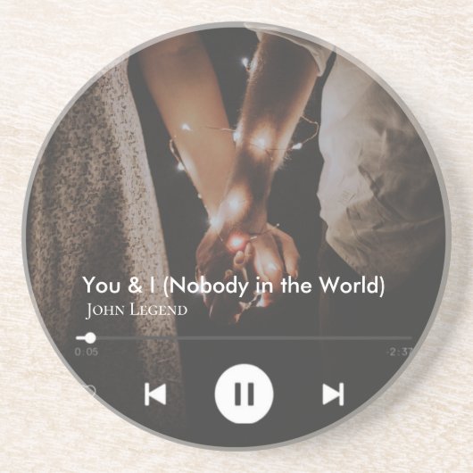 Gepersonaliseerde Valentijnsdag Song Paar Foto Zandsteen Onderzetter (Voorkant)