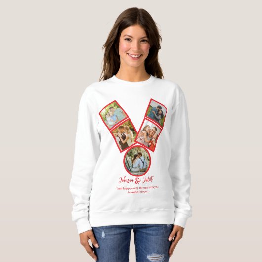 Gepersonaliseerde Valentijnsdag V-vormige Fotocoll Trui (Voorkant volledig)