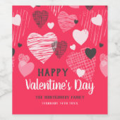 Gepersonaliseerde Valentijnsdag Whimsical Hearts Wijn Etiket (Enkel label)