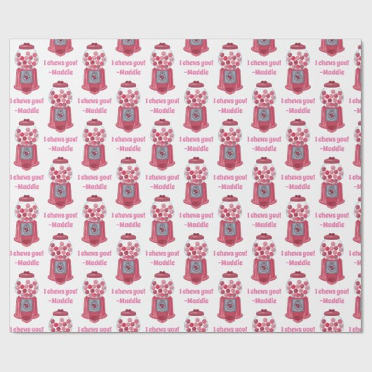 Gepersonaliseerde Valentijnse  Bubble Gum Ball Mac Cadeaupapier (Vlak)