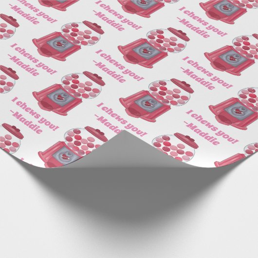 Gepersonaliseerde Valentijnse Bubble Gum Ball Mac Cadeaupapier (Hoek)