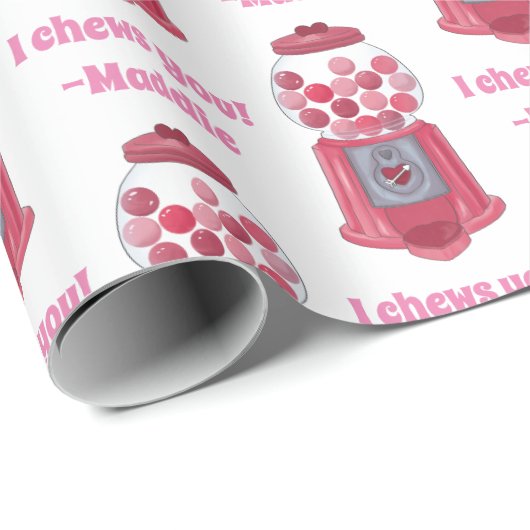 Gepersonaliseerde Valentijnse  Bubble Gum Ball Mac Cadeaupapier (Rol Hoek)