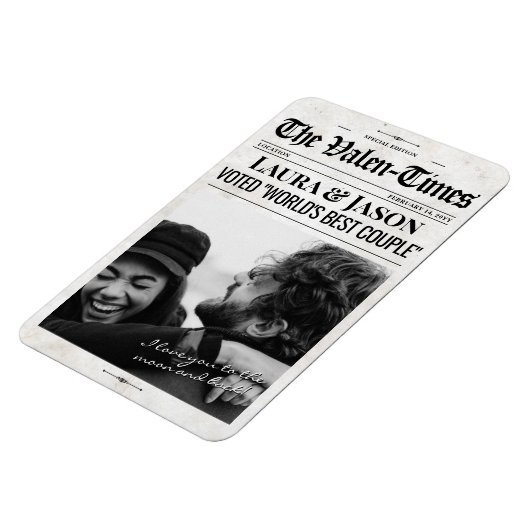 Gepersonaliseerde Valentijnse cadeau krantenmagnee Magneet (Linkerzijde)