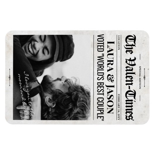 Gepersonaliseerde Valentijnse cadeau krantenmagnee Magneet (Horizontaal)