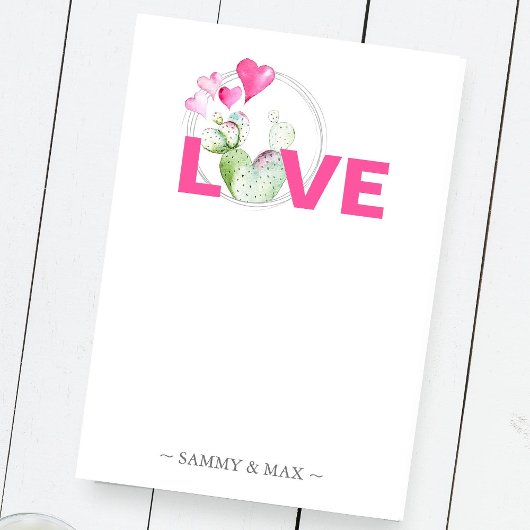 Gepersonaliseerde valentijnse harten en scactus post-it® notes