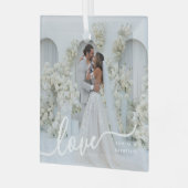 gepersonaliseerde Valentijnsfoto Glas Ornament (Voorkant links)
