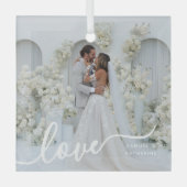 gepersonaliseerde Valentijnsfoto Glas Ornament (Voorkant)