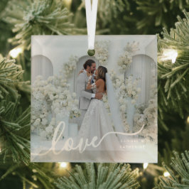 gepersonaliseerde Valentijnsfoto Glas Ornament