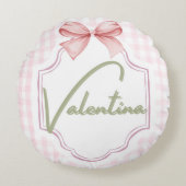 Gepersonaliseerde Valentina Baby Girl Nursery Ging Rond Kussen (Voorkant)