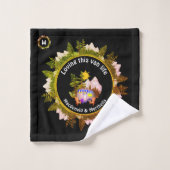 Gepersonaliseerde Van Life Camping MONOGRAM Zwart Bad Handdoek (Wasdoekje)