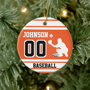 Gepersonaliseerde Vanger   van het Honkbal Keramisch Ornament