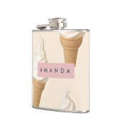 Gepersonaliseerde Vanilla Ice Cream Cone Patroon Heupfles (Links)