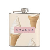 Gepersonaliseerde Vanilla Ice Cream Cone Patroon Heupfles (Voorkant)