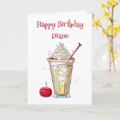 Gepersonaliseerde Vanilla Milkshake Verjaardag voo Kaart (Gele Bloem)