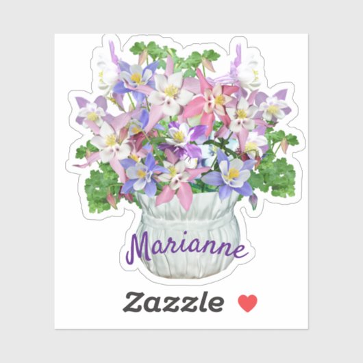 Gepersonaliseerde Vase van  Kolombloemen Sticker (Vel)
