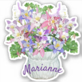 Gepersonaliseerde Vase van  Kolombloemen Sticker (Voorkant)