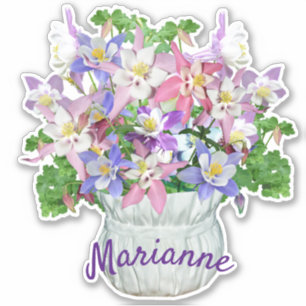 Gepersonaliseerde Vase van  Kolombloemen Sticker