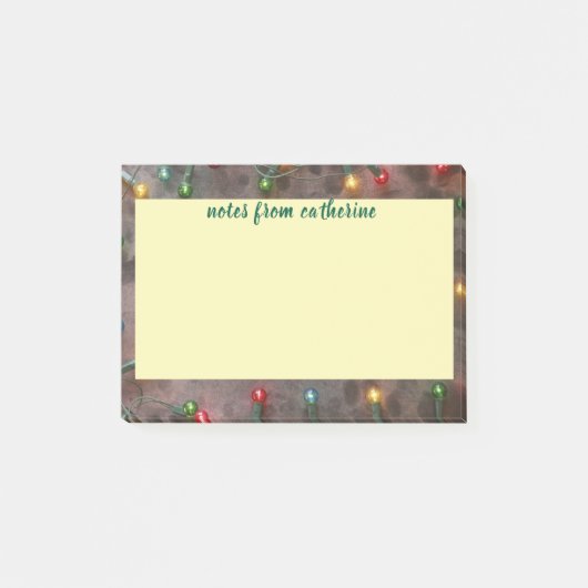 Gepersonaliseerde veelkleurige faux kerstverlichti post-it® notes (Voorkant)