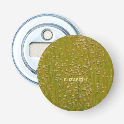 Gepersonaliseerde veelkleurige groene bloemen button flesopener (Voorkant)