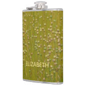 Gepersonaliseerde veelkleurige groene bloemen heupfles (Links)