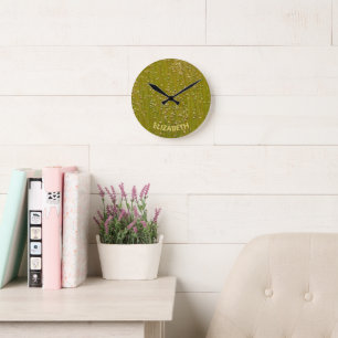 Gepersonaliseerde veelkleurige groene bloemen ronde klok