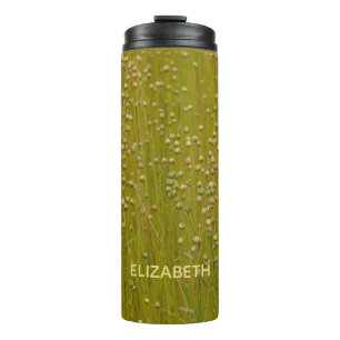 Gepersonaliseerde veelkleurige groene bloemen thermosbeker