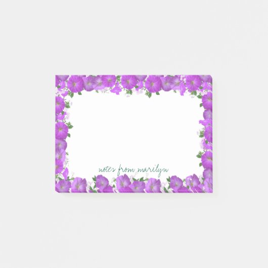 Gepersonaliseerde veelkleurige Paarse bloemen Post-it® Notes (Voorkant)