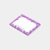 Gepersonaliseerde veelkleurige Paarse bloemen Post-it® Notes (Schuin)