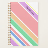 Gepersonaliseerde veelkleurige pastel gestreept planner (Voorkant)