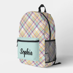 Gepersonaliseerde veelkleurige plaid bedrukte rugzak