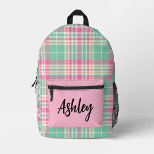 Gepersonaliseerde veelkleurige plaid bedrukte rugzak