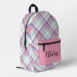 Gepersonaliseerde veelkleurige plaid bedrukte rugzak