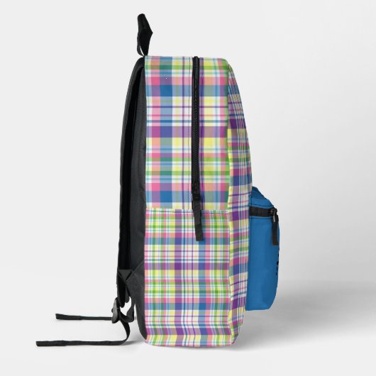 Gepersonaliseerde veelkleurige plaid bedrukte rugzak (Links)
