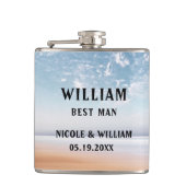 Gepersonaliseerde veelkleurige strandscène heupfles (Voorkant)