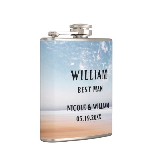 Gepersonaliseerde veelkleurige strandscène heupfles (Rechts)