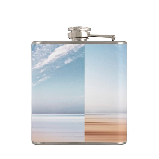 Gepersonaliseerde veelkleurige strandscène heupfles (Achterkant)