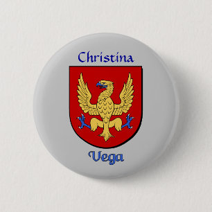 Gepersonaliseerde Vega Historisch Schild Ronde Button 5,7 Cm