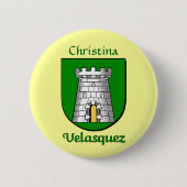 Gepersonaliseerde Velasquez Historisch Schild Ronde Button 5,7 Cm (Voorkant)