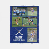 Gepersonaliseerde veld hockey fotocollage naam tea fleece deken (Voorkant)
