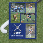 Gepersonaliseerde veld hockey fotocollage naam tea fleece deken