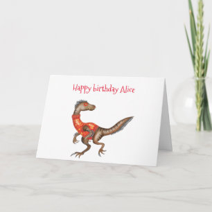 Gepersonaliseerde Velociraptor verjaardagskaart Kaart