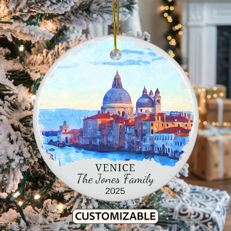 Gepersonaliseerde Venetië Ornament, Italië Gift Keramisch Ornament