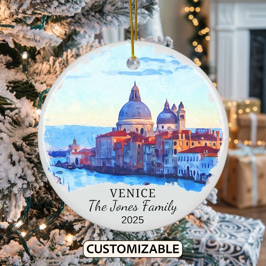 Gepersonaliseerde Venetië Ornament, Italië Gift Keramisch Ornament