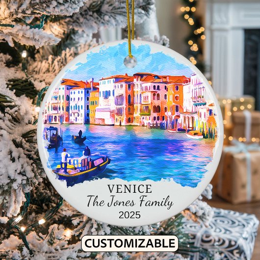 Gepersonaliseerde Venetië Ornament, Italië Gift Keramisch Ornament