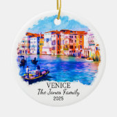 Gepersonaliseerde Venetië Ornament, Italië Gift Keramisch Ornament (Voorkant)